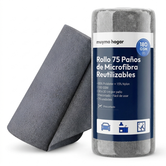 Rollo 75 Paños de Microfibra Reutilizables - muymo