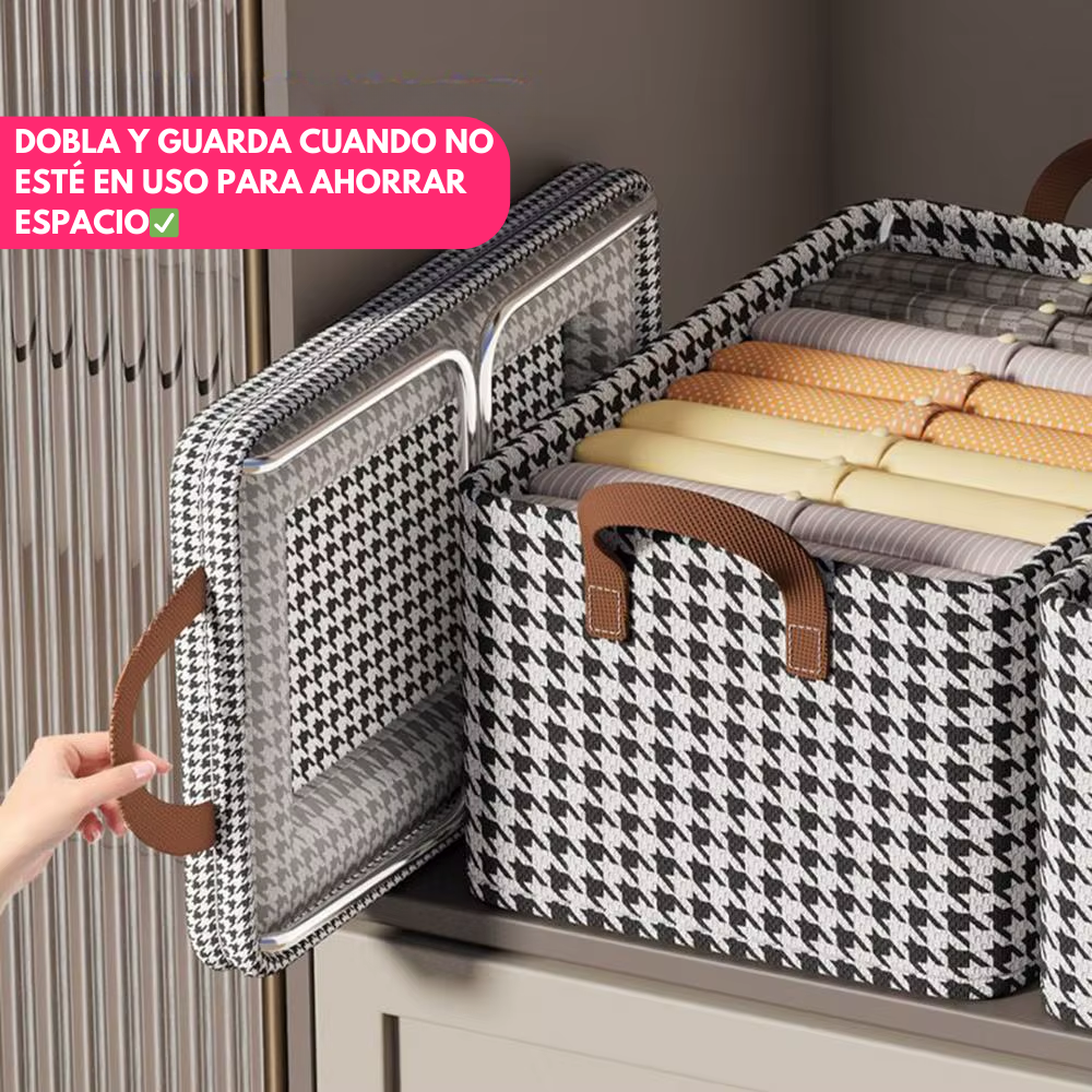 Cajon a Cuadros Organizador de Ropa con Estructura Metalica
