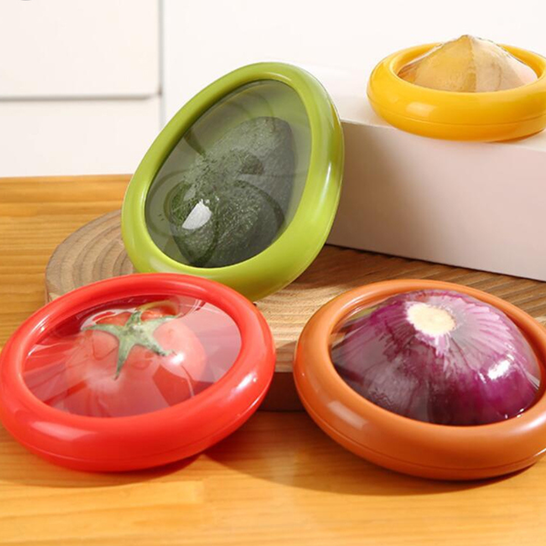 Set de 4 Conservadores De Tapa Elástica Para Frutas Y Verduras