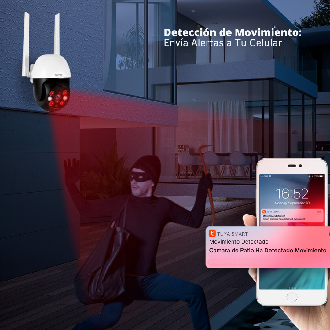 Cámara Exterior Wifi Con Seguimiento Y Vision Nocturna Tuya Smart