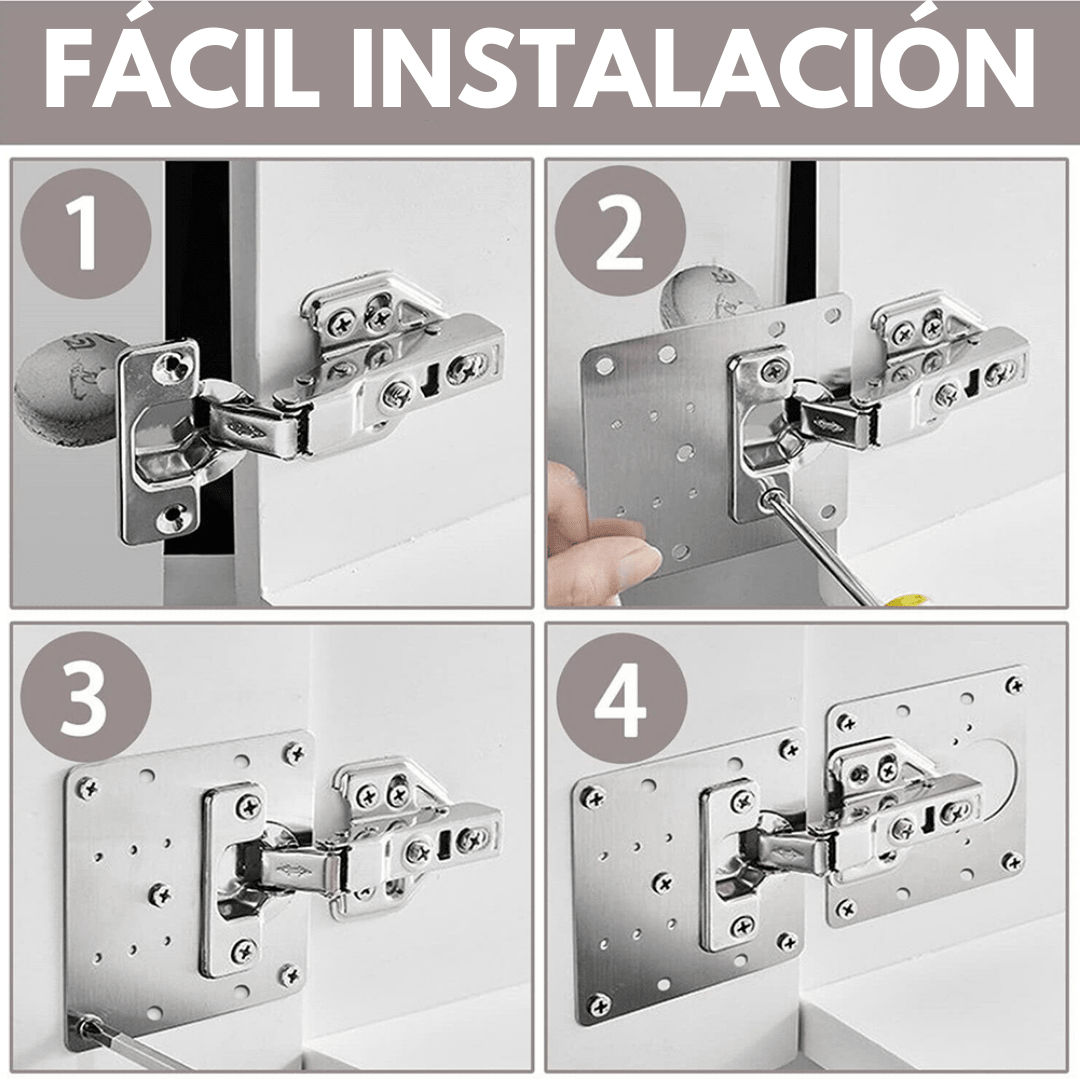 Set de 4 Placas Metálicas para Reparación de Bisagras - Muy Moderna Uruguay