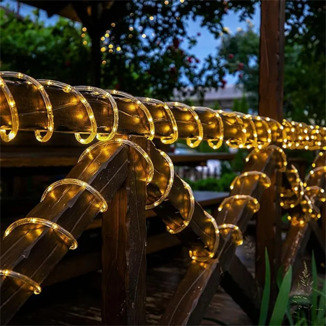 Guirnalda Solar en Tubo Impermeable Luces LED 20mts