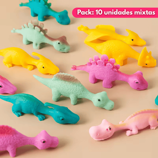 Set 10 Dinosaurios Pegajosos Juguete Lanzar Pared Sticky - Muy Moderna Uruguay