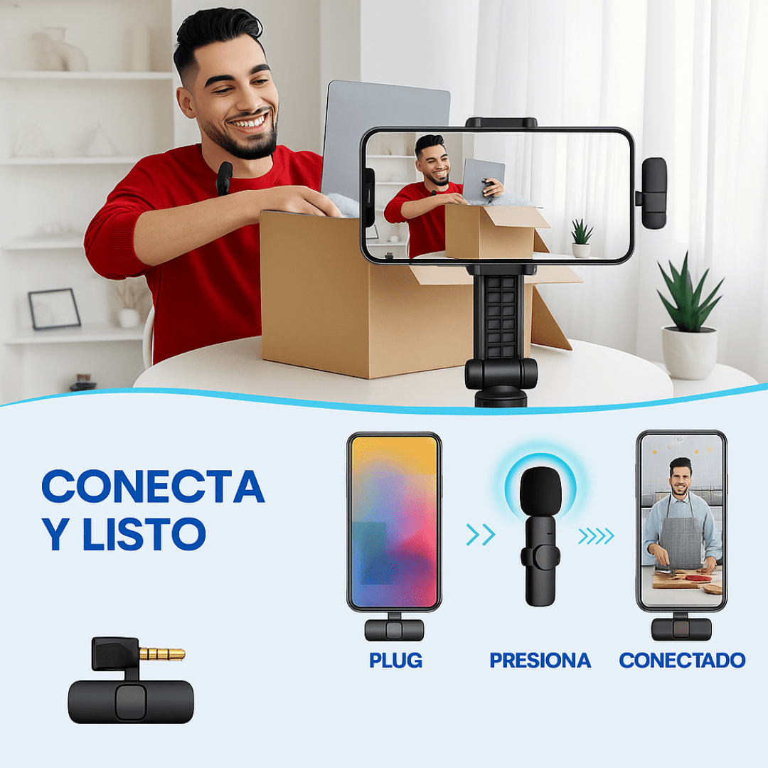 Set De 2 Micrófonos Solaperos Inalámbricos iPhone Android - Muy Moderna Uruguay