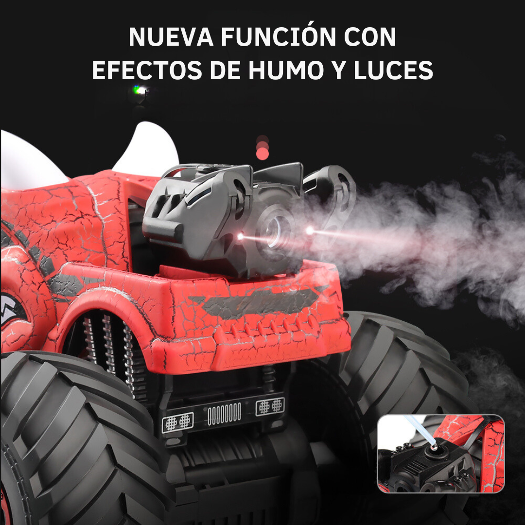 Auto a Control Remoto de Dinosaurio con Spray, Música y Luces