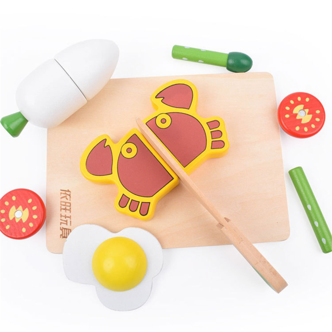 Juego Magnético de Cortar Frutas y Verduras en Madera