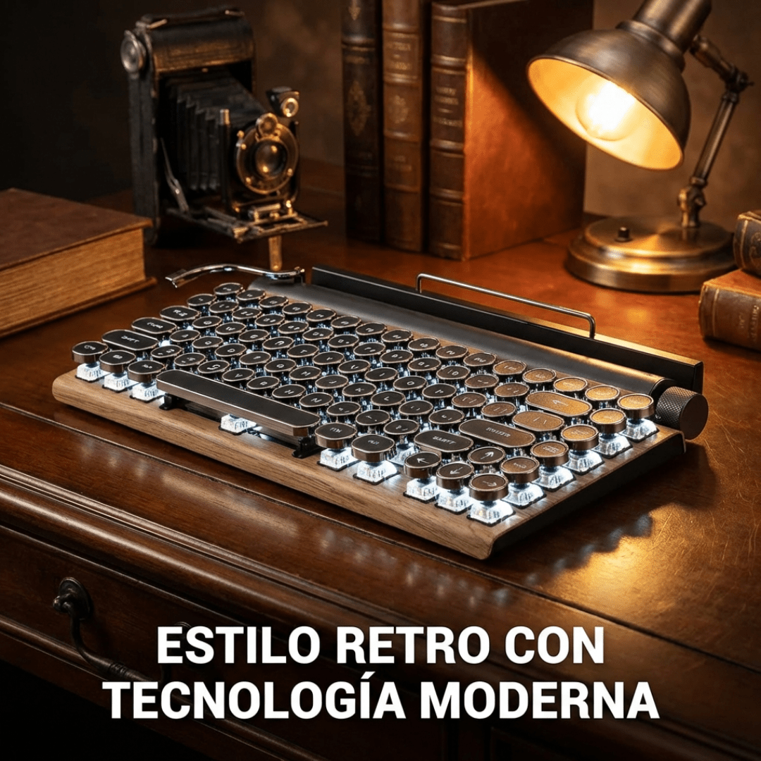 Teclado Bluetooth Mecánico Retro Switch Blue Inalámbrico - Muy Moderna Uruguay