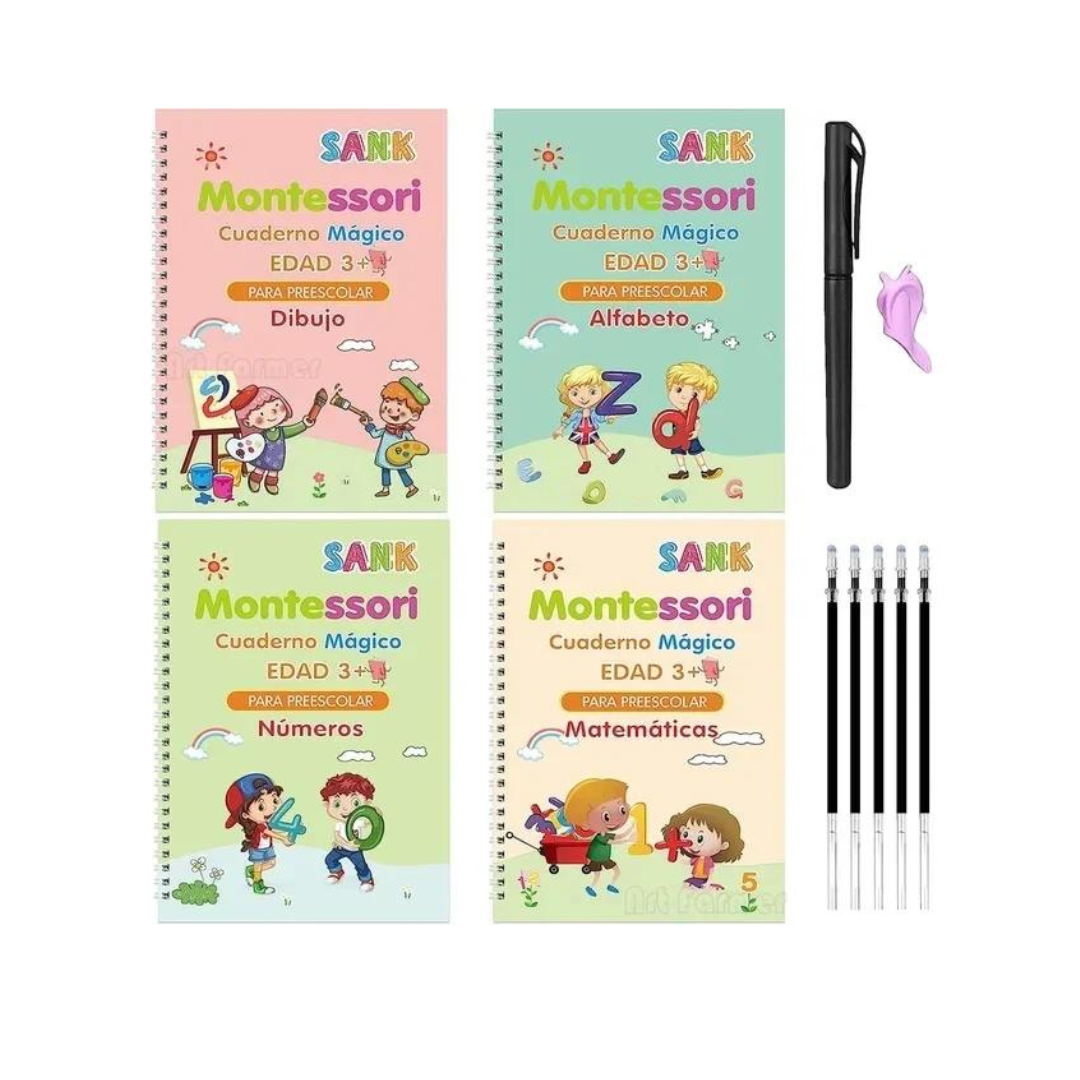 Set De 4 Libros Autoborrado Magico Didacticos De Escritura Español