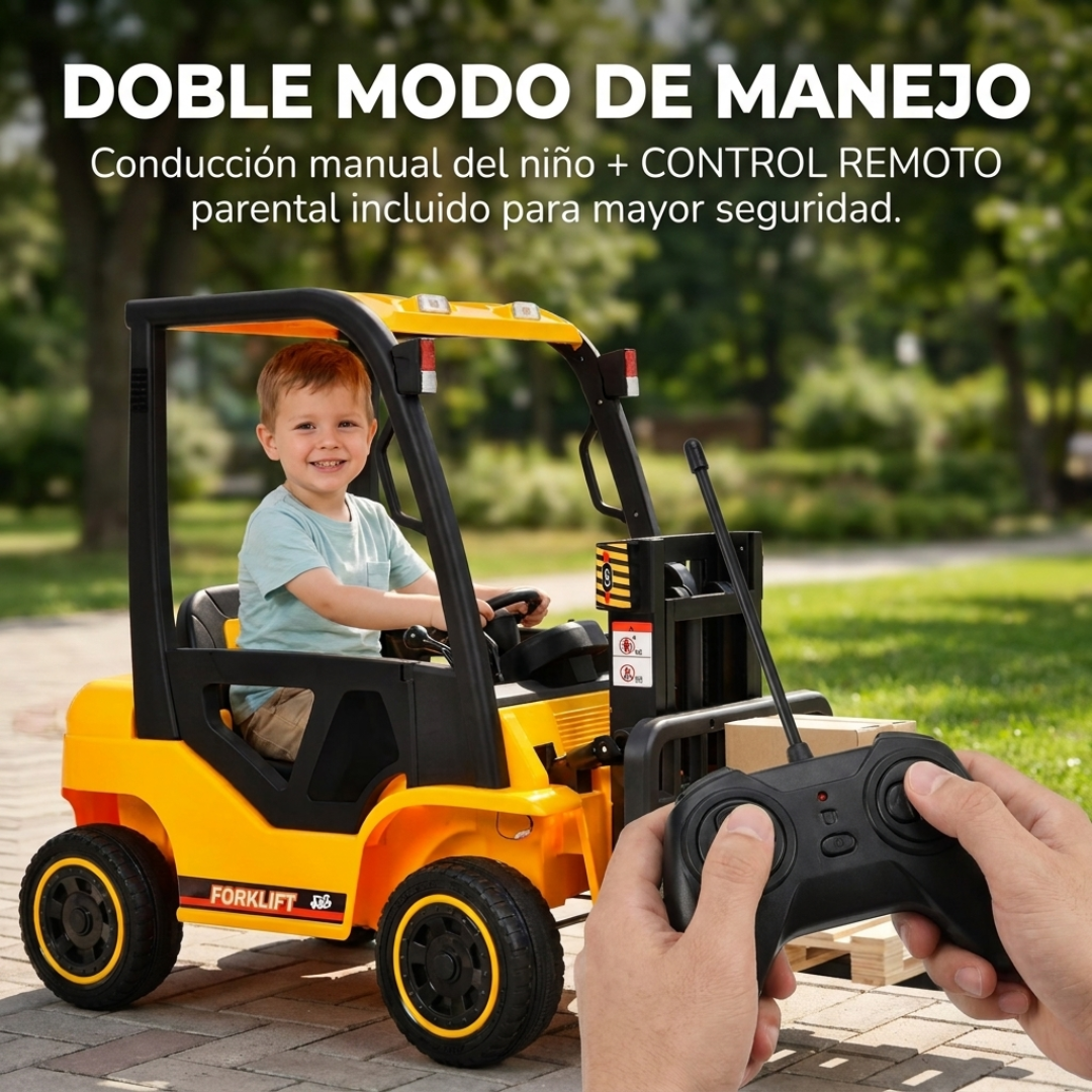 Camión Montacargas a Batería 12V para Niños - Elevador Funcional 4x4