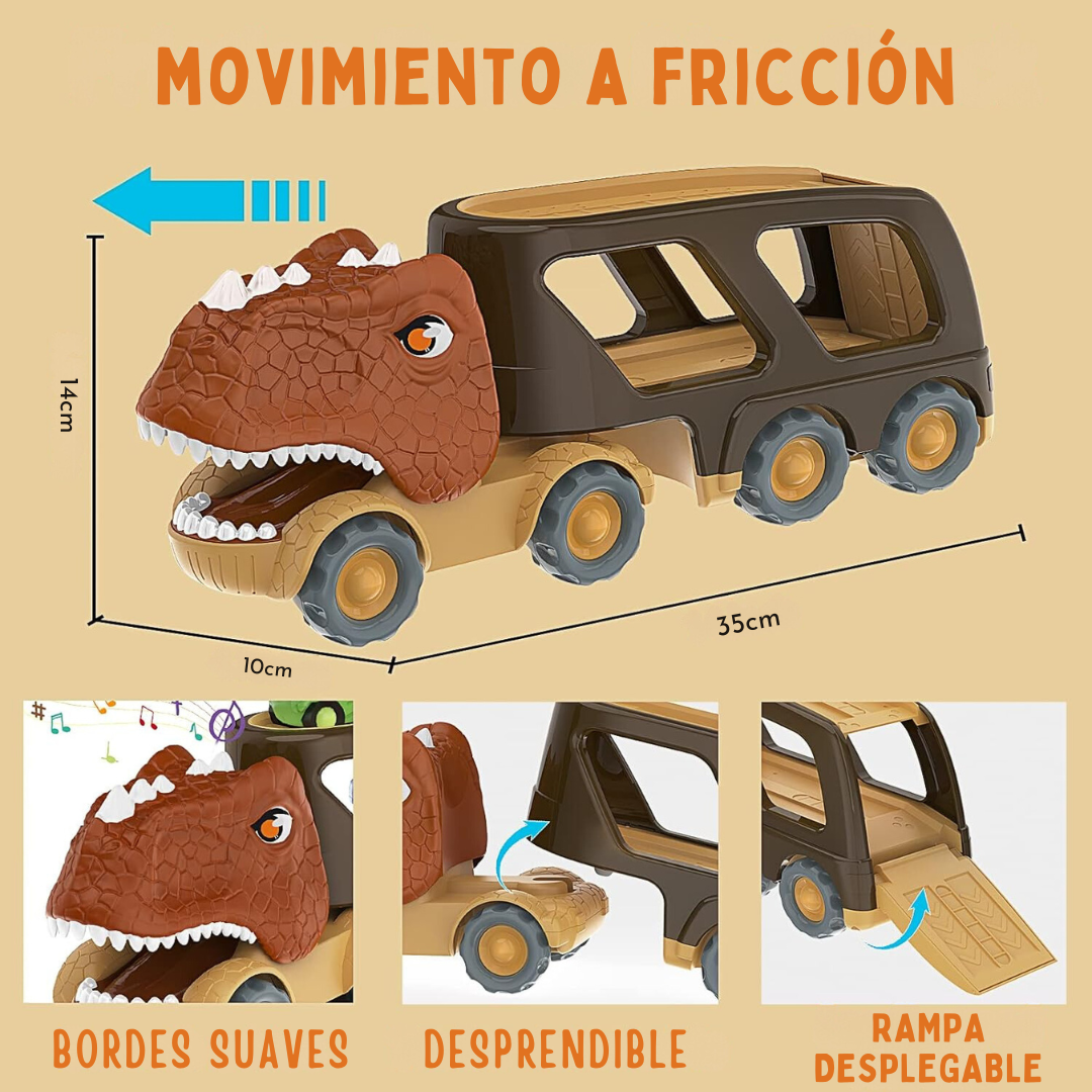 Camión Juguete Transportador De Dinosaurios Autitos de Fricción