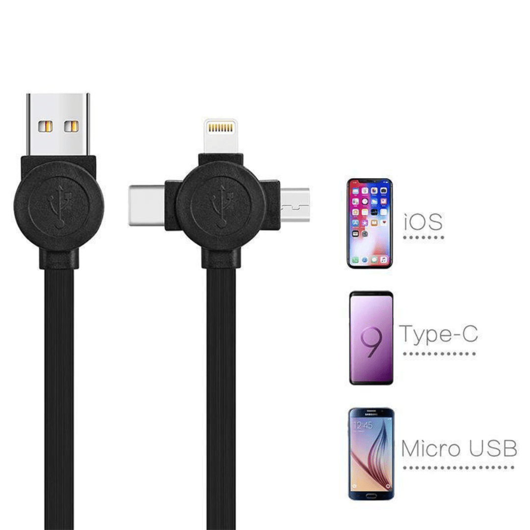 Cable de Carga 3 en 1 con Soporte para Celular - Muy Moderna Uruguay