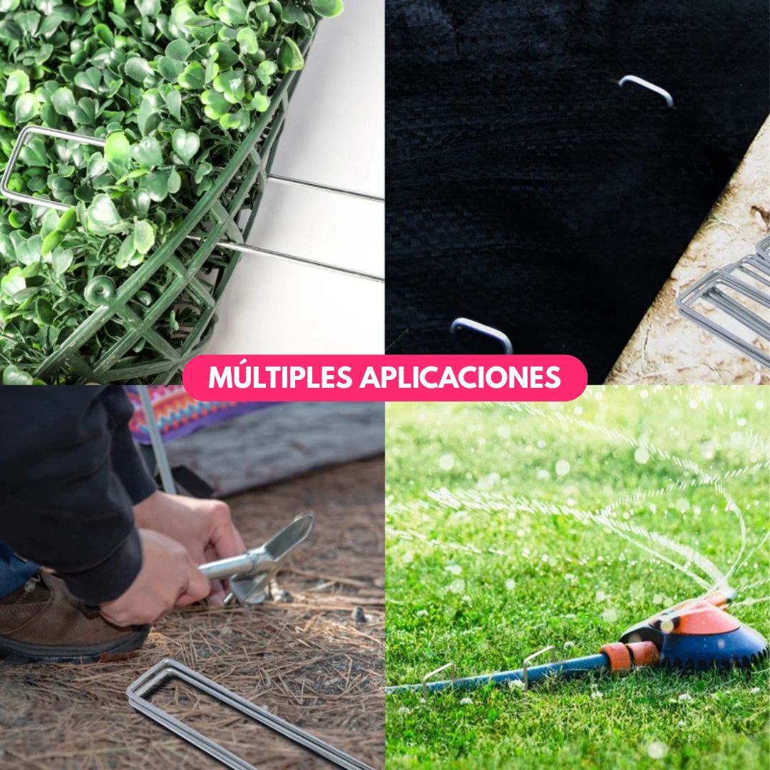 Pack De 100 Grampas Estacas Galvanizadas Para Tejido Y Jardín - Muy Moderna Uruguay