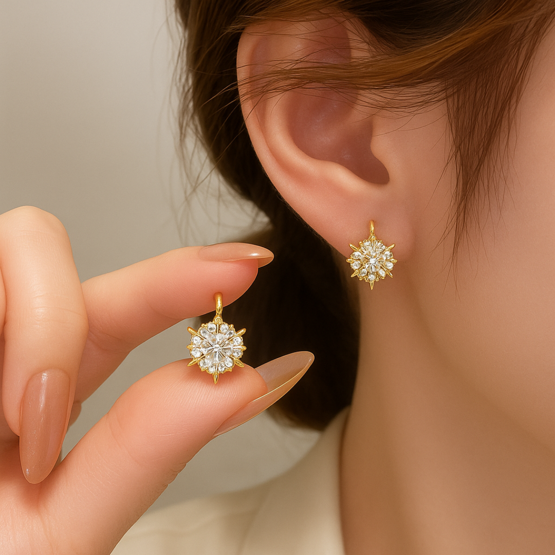 Caravanas Copo de Nieve Baño de Oro