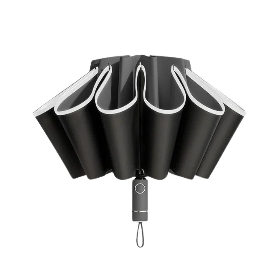 Paraguas Invertido Plegable, Antiviento, con Franja Reflectante y Protección UV