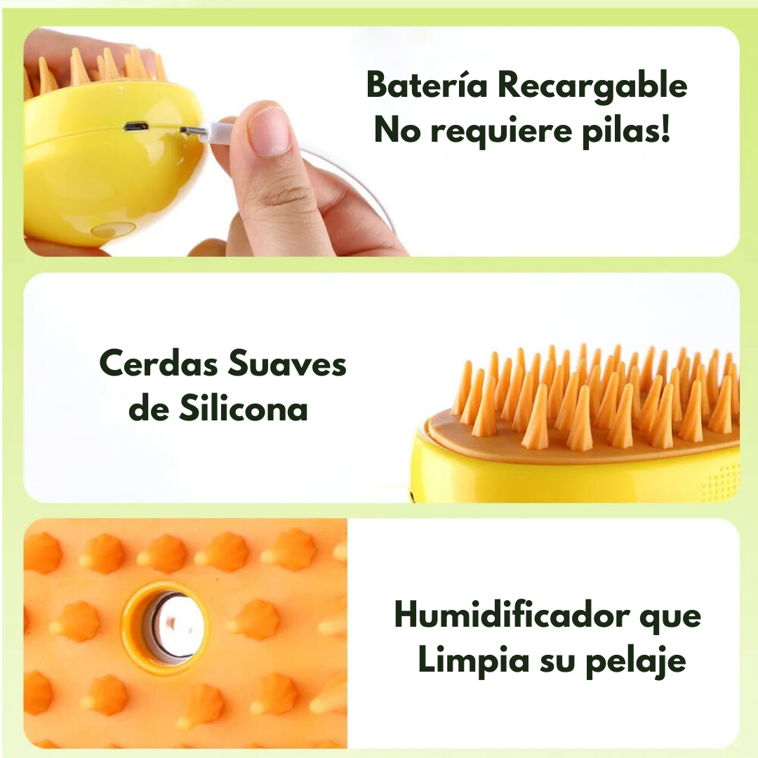 Cepillo De Masaje para Mascotas 3 En 1 Con Vapor