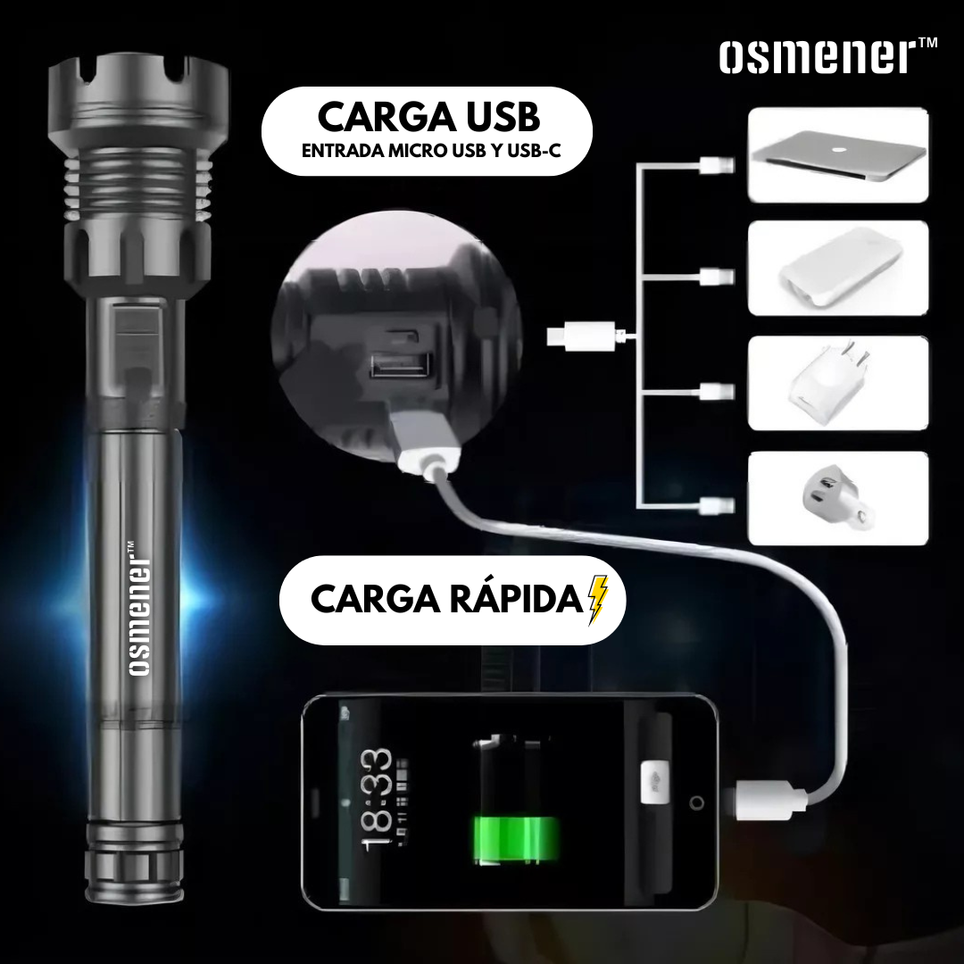 Linterna LED Osmener™ Ultra-Potente con Zoom Táctico