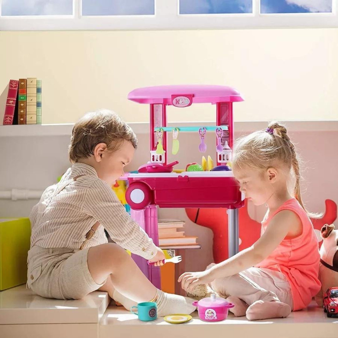 Cocina De Juguete Maleta 2 En 1 Pequeña Chef Con Accesorios