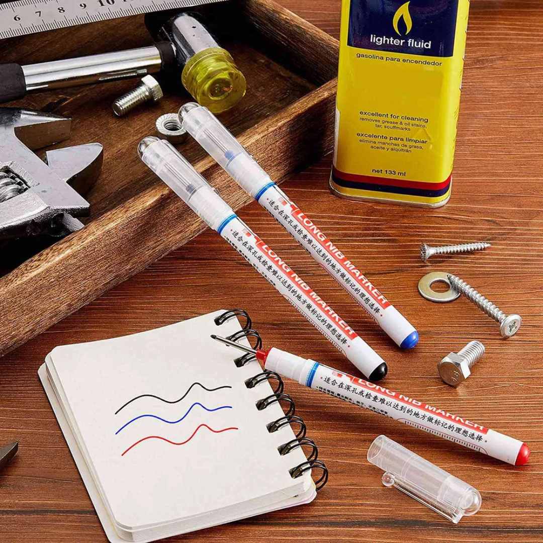 Juego de 3 Marcadores de Punta Larga Para Carpinteria