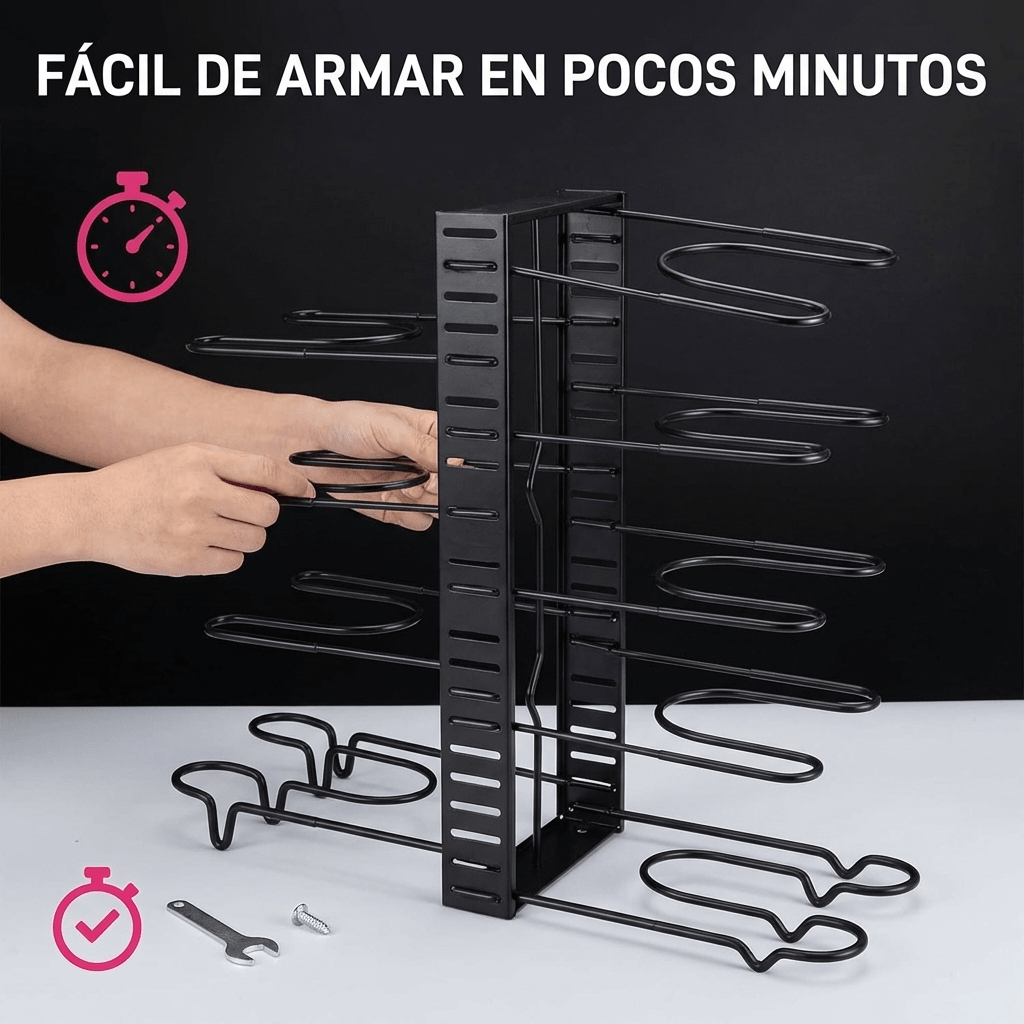Organizador de Ollas y Sartenes 8 Niveles Ajustable - Muy Moderna Uruguay