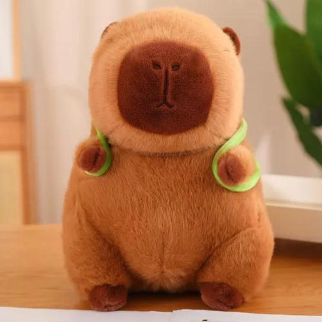 Juguete Capibara de Peluche con Mochila de Tortuga