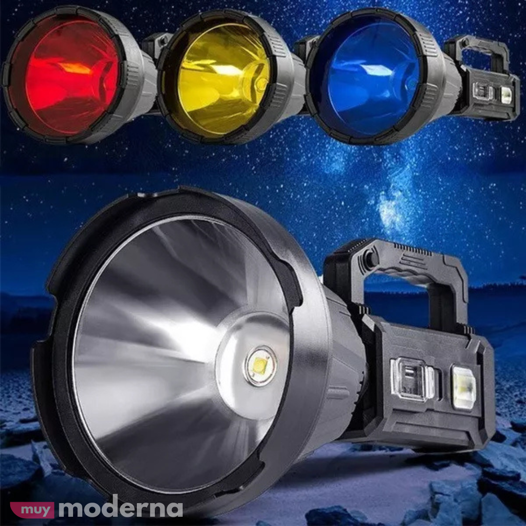 Linterna con Carga Solar, Focos de Colores Y Emergencia