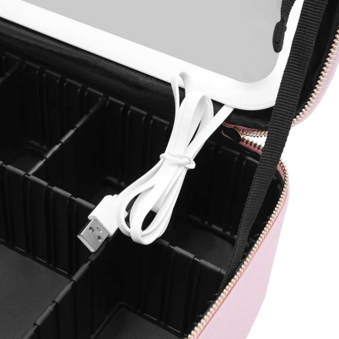 Maletín Neceser Maquillaje Portátil con Espejo LED - Muy Moderna Uruguay