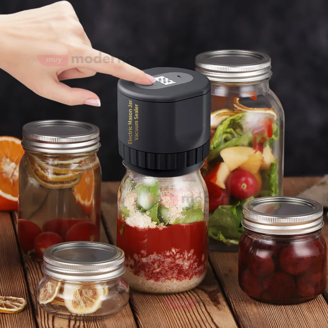 Kit Sellador al Vacío Portátil con Tapas Reutilizables para Frascos