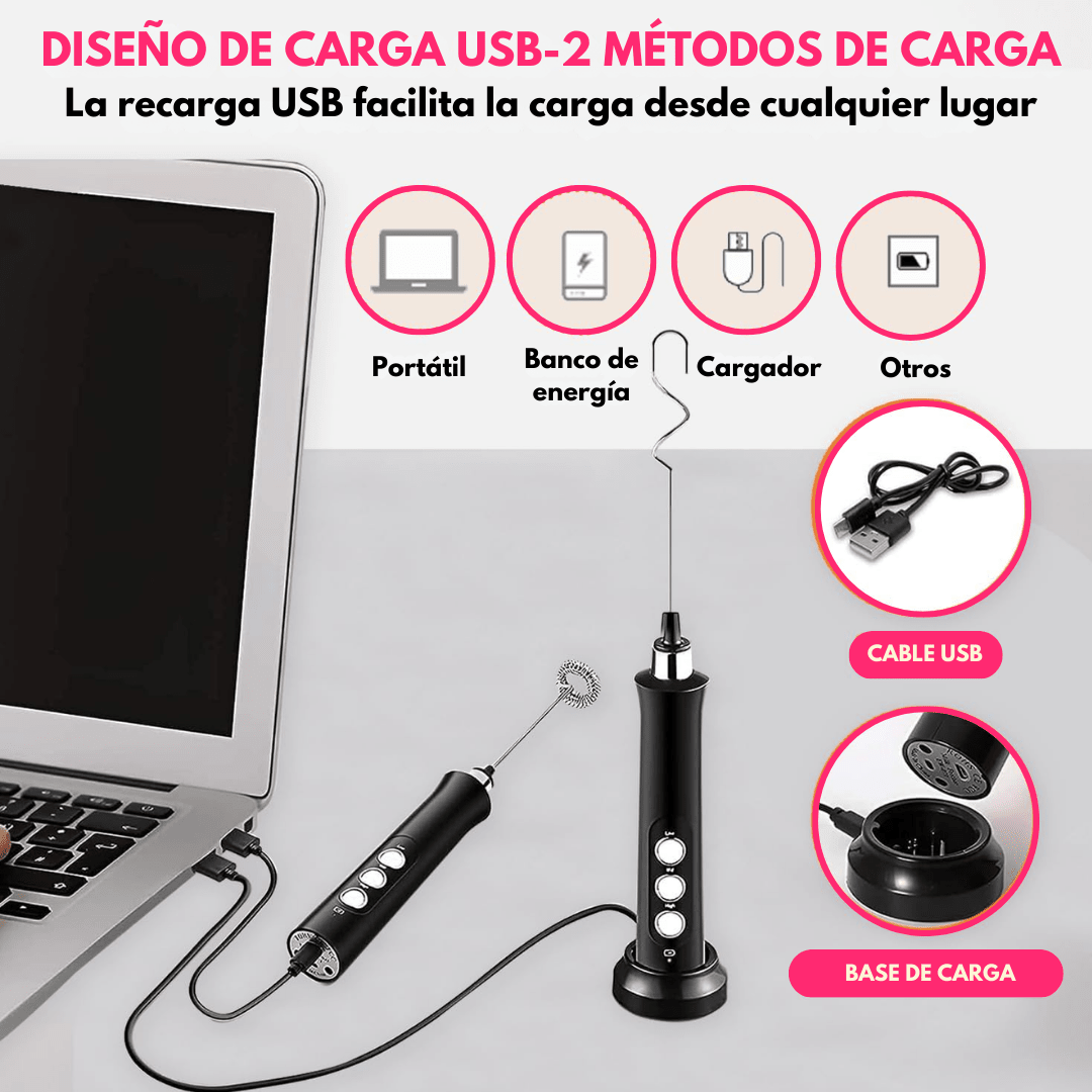 Batidora Recargable USB Espumante - Muy Moderna Uruguay