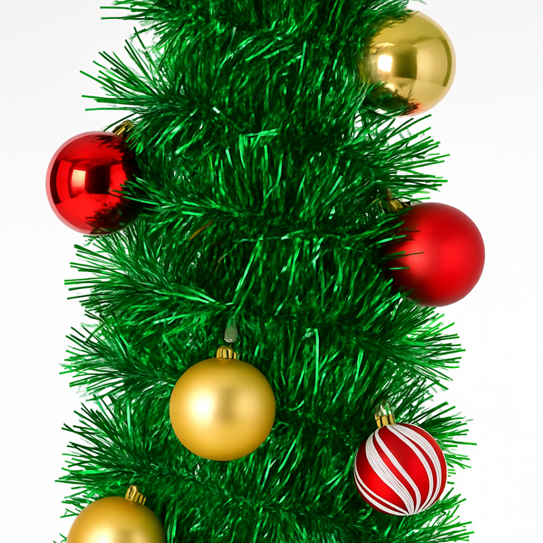 Árbol Navideño Autoarmable 150 cm Plegable con Luces LED y Adornos Incluidos