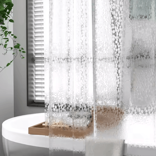 Cortina De Ducha Transparente Impermeable Piedras 180x180cm - Muy Moderna Uruguay