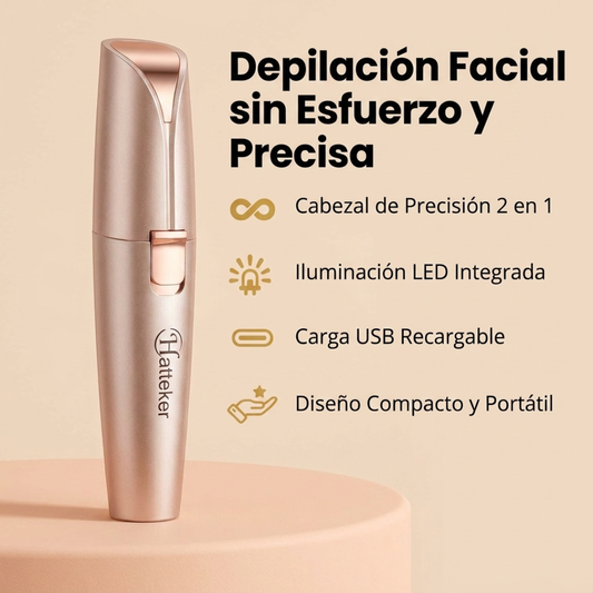Depiladora Facial Cejas 2 en 1 Recargable LED