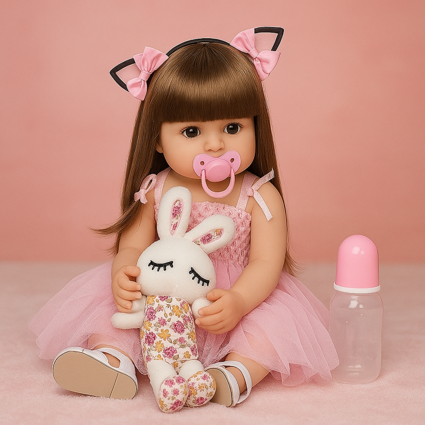 Muñeca Reborn Realista 55cm Con Peluche Juguete Infantil