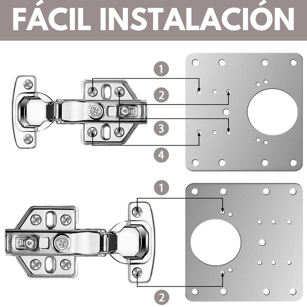 Set de 4 Placas Metálicas para Reparación de Bisagras
