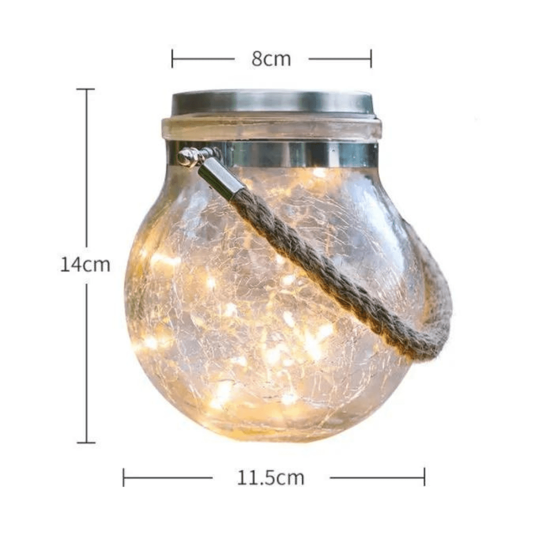 Frasco LED Solar de Vidrio Craquelado - Muy Moderna Uruguay