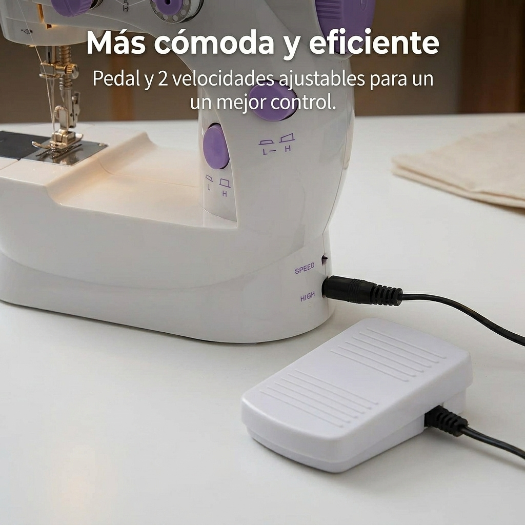 Máquina De Coser Portátil Eléctrica Con Pedal Y Luz
