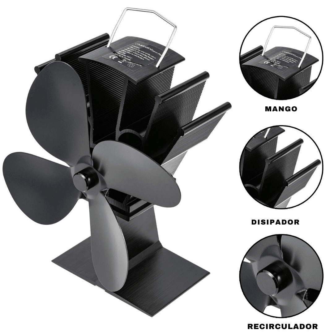Difusor de Calor Ventilador Termico Estufa 4 Aspas Autopropulsado Por Calor - Muy Moderna Uruguay