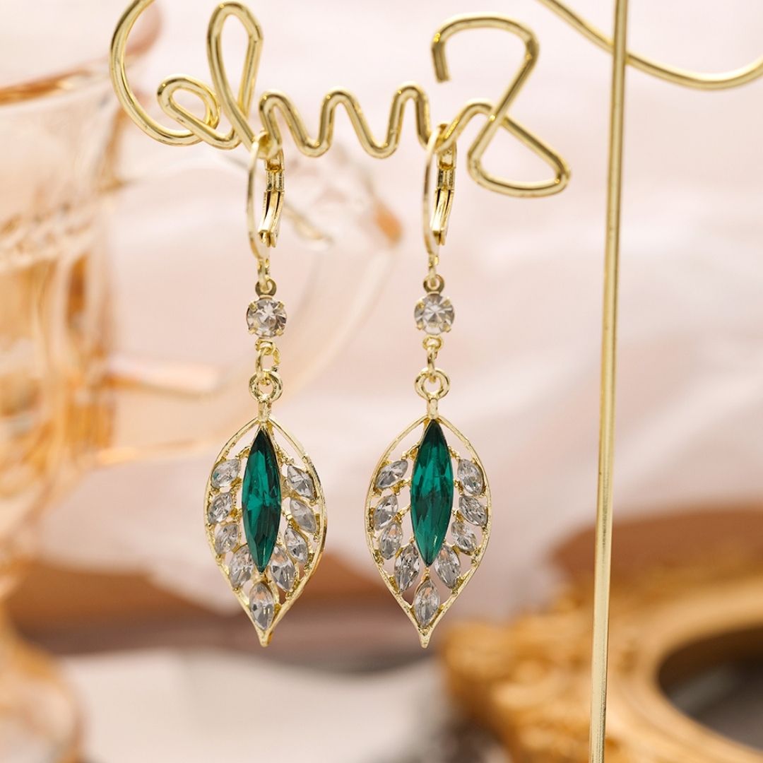 Par De Aretes Hoja de Zirconia - Muy Moderna Uruguay