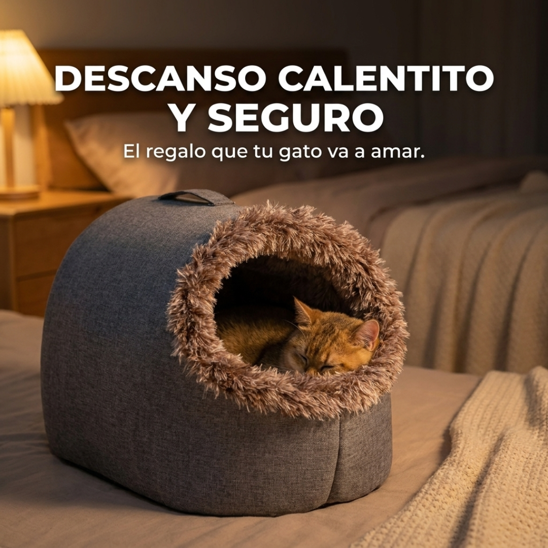 Cama Cueva Térmica Abrigada para Gatos con Almohada