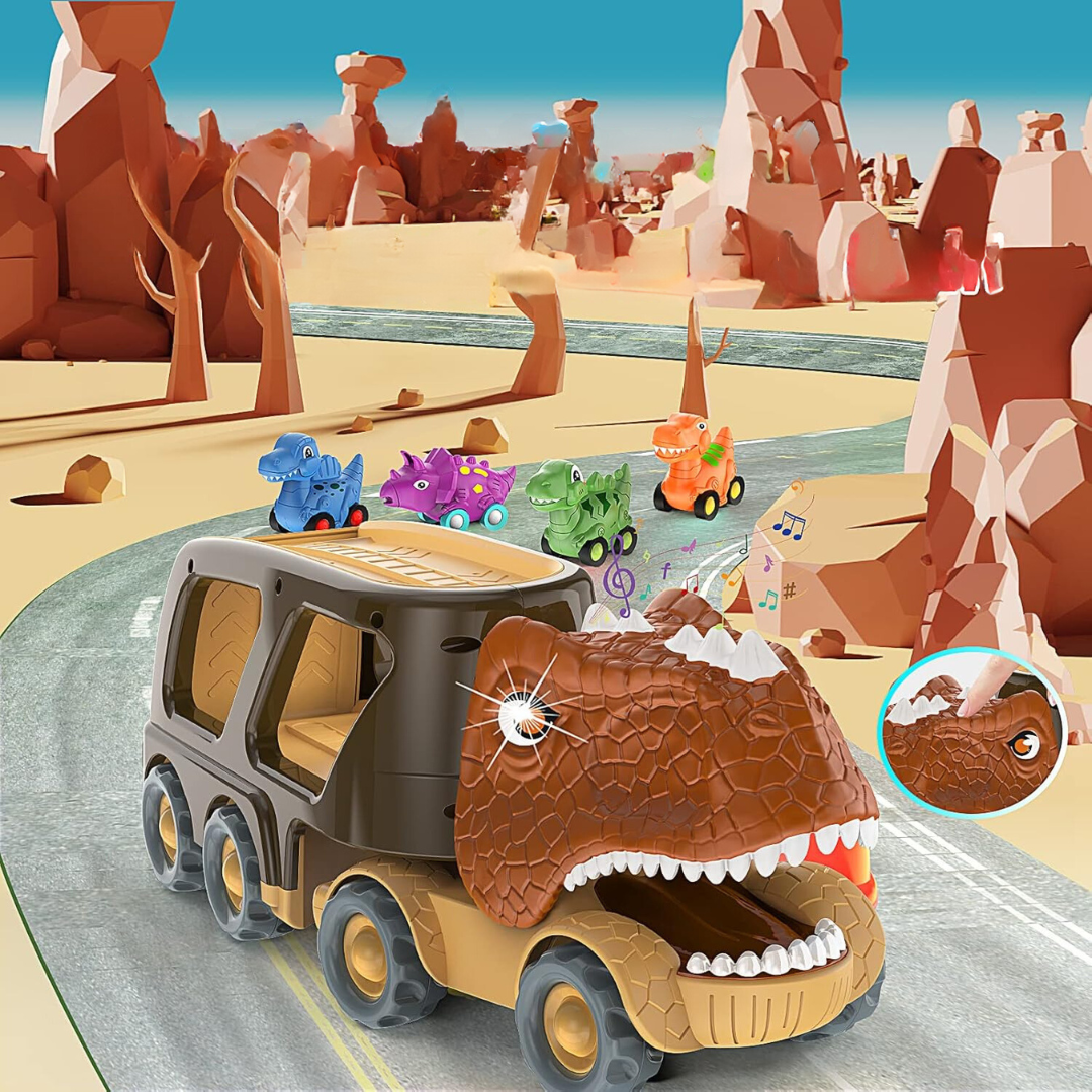 Camión Juguete Transportador De Dinosaurios Autitos de Fricción