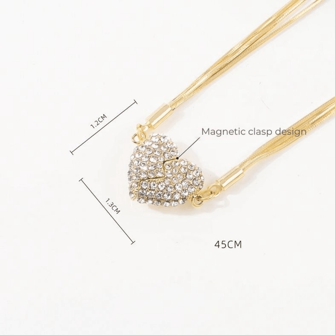 Collar de Corazon Magnético con Zirconias - Muy Moderna Uruguay