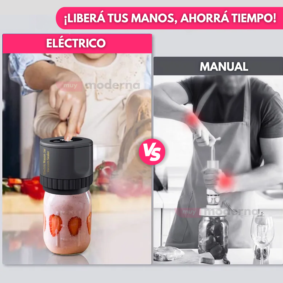 Kit Sellador al Vacío Portátil con Tapas Reutilizables para Frascos