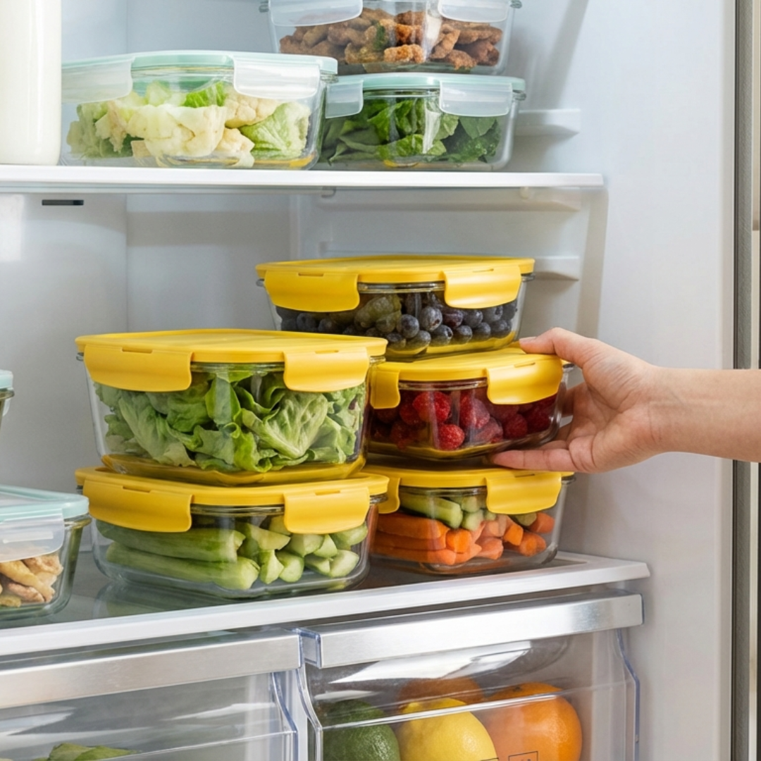 Set 3 Organizadores Heladera Tapers Herméticos Escurrido