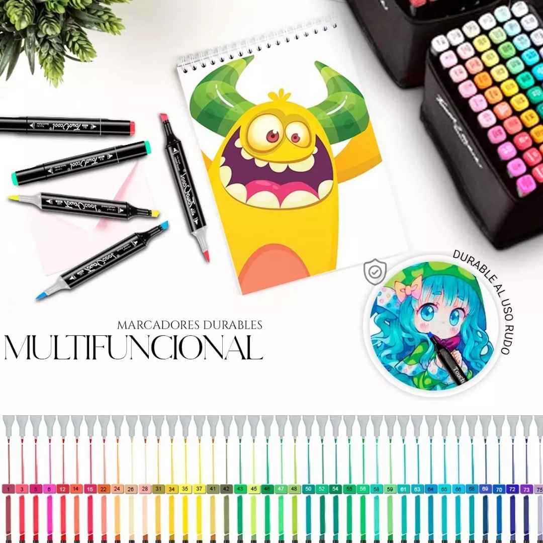 Set De 80 Marcadores Doble Punta En Bolso