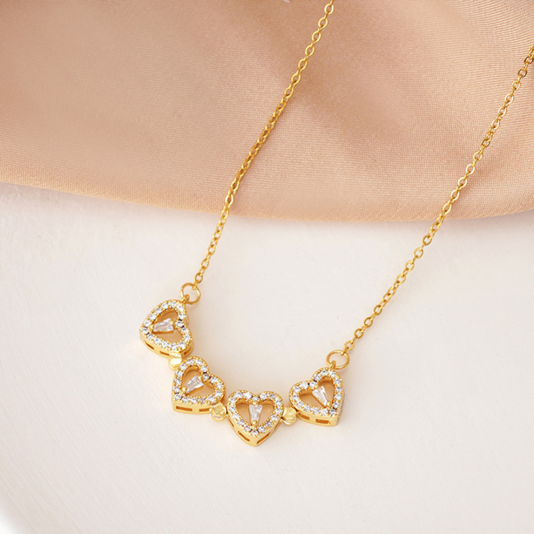 Collar Trebol De Corazones Dorado Magnetico
