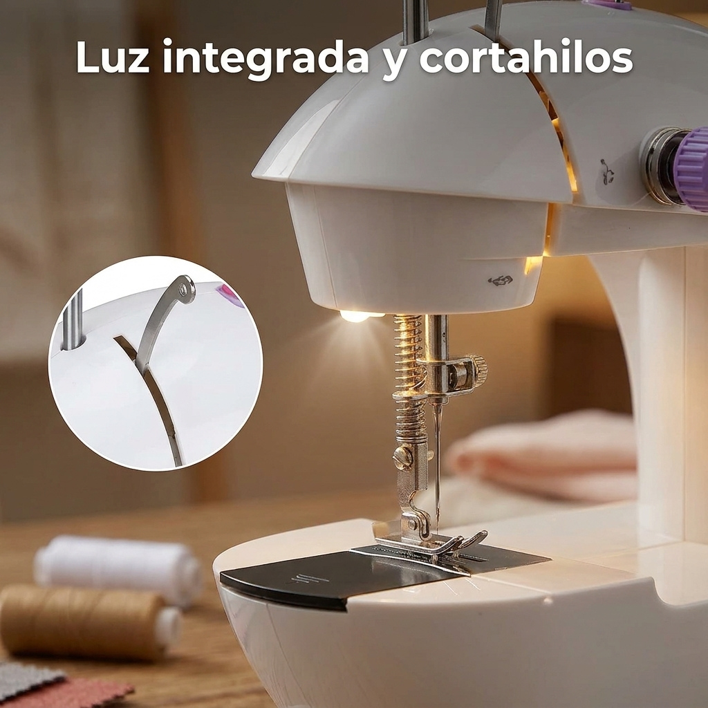 Máquina De Coser Portátil Eléctrica Con Pedal Y Luz