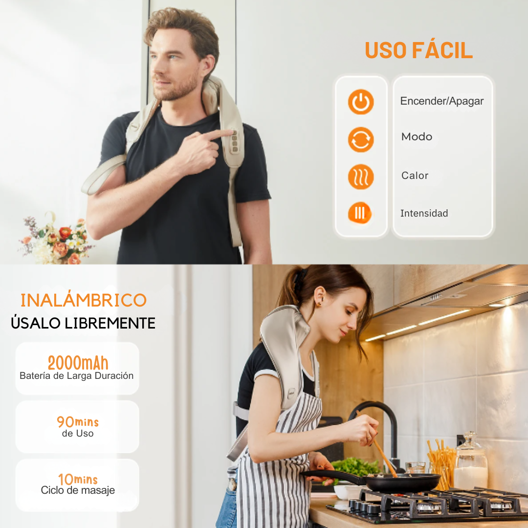 Masajeador 6D para Cuello y Hombros Recargable