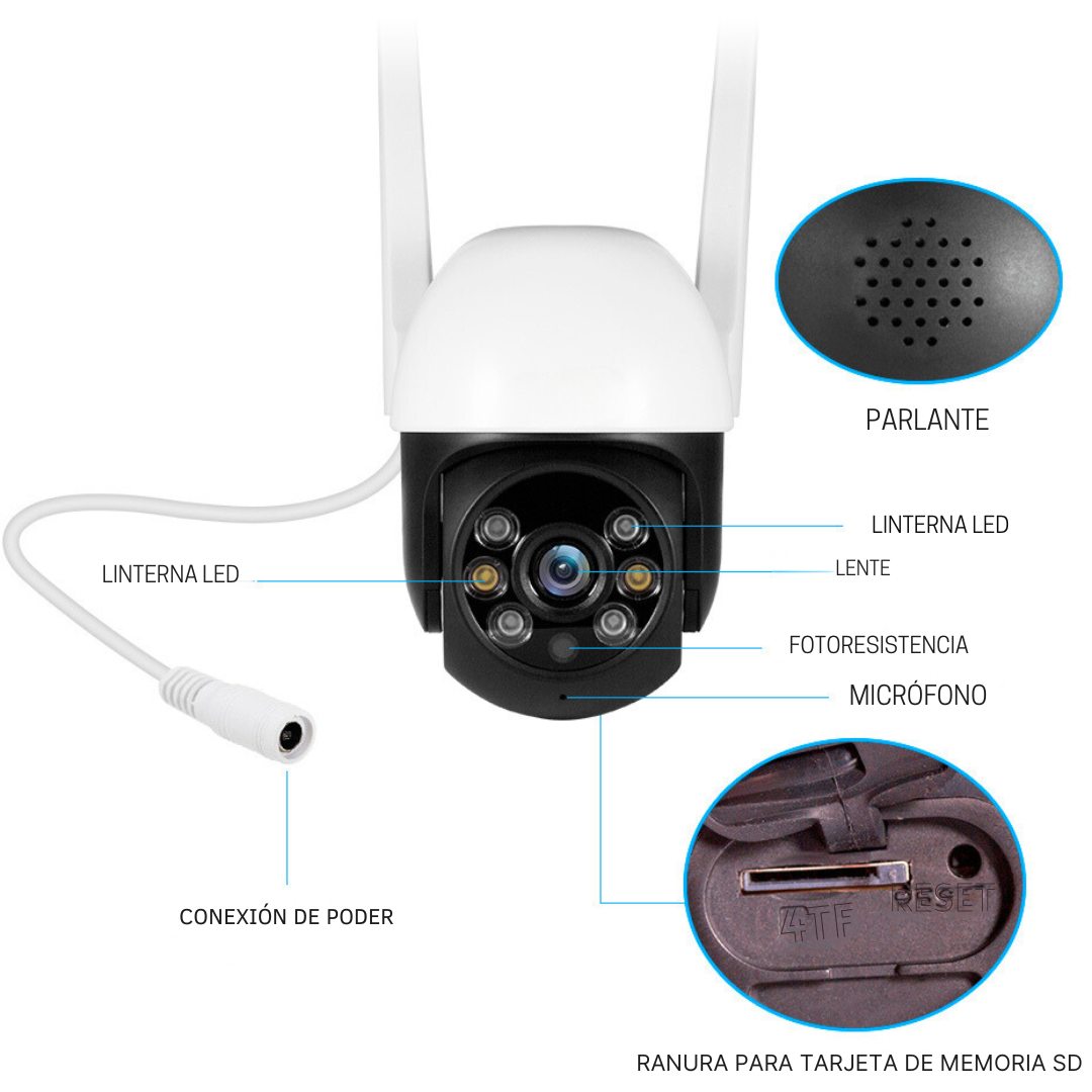Cámara Exterior Wifi Con Seguimiento Y Vision Nocturna Tuya Smart