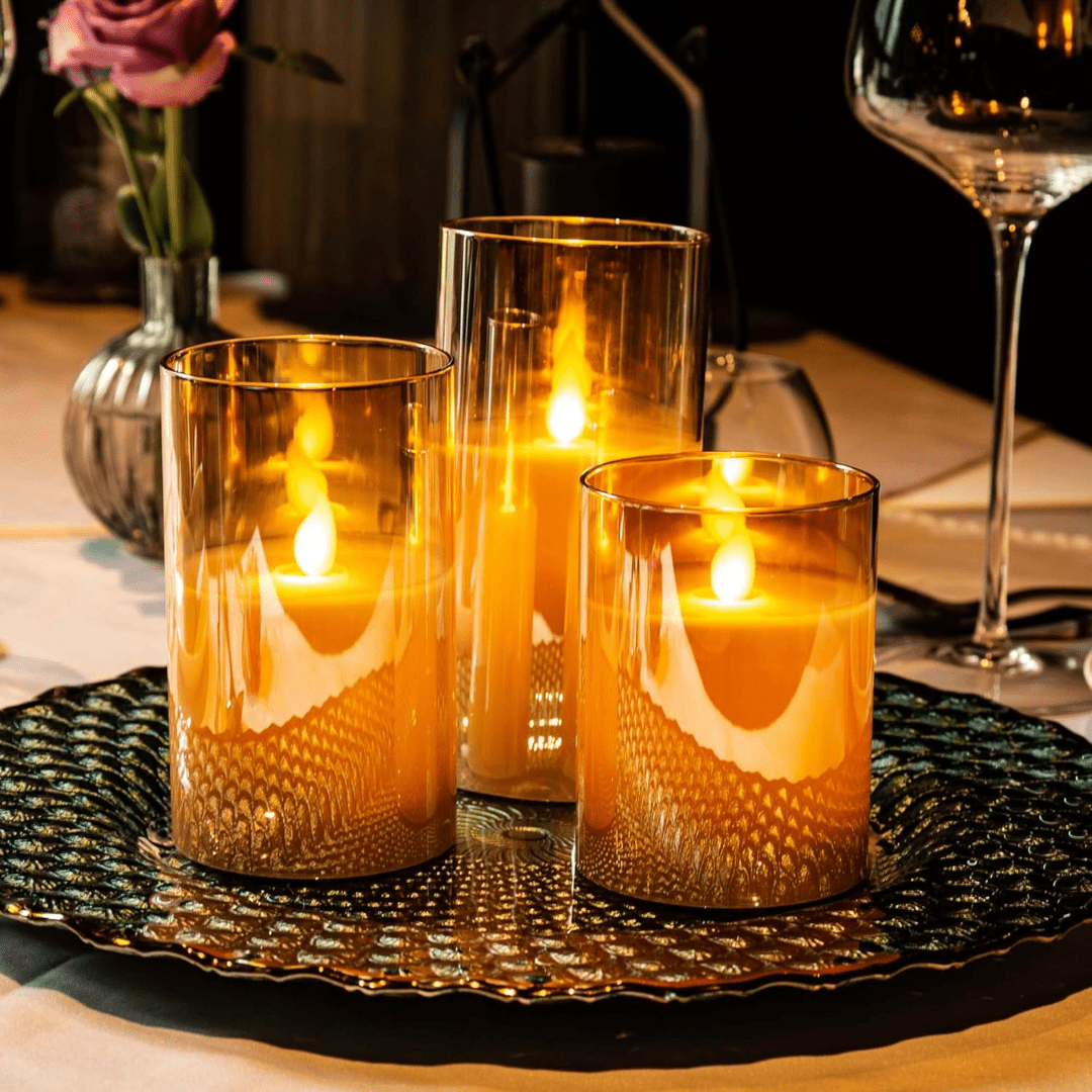 Pack x3 Velas LED de Vidrio con Control Remoto - Muy Moderna Uruguay