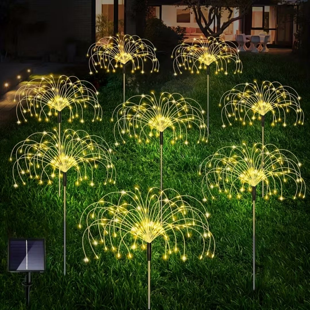 Luz Solar Exterior Decorativa Jardín Efecto Fuegos Artificiales