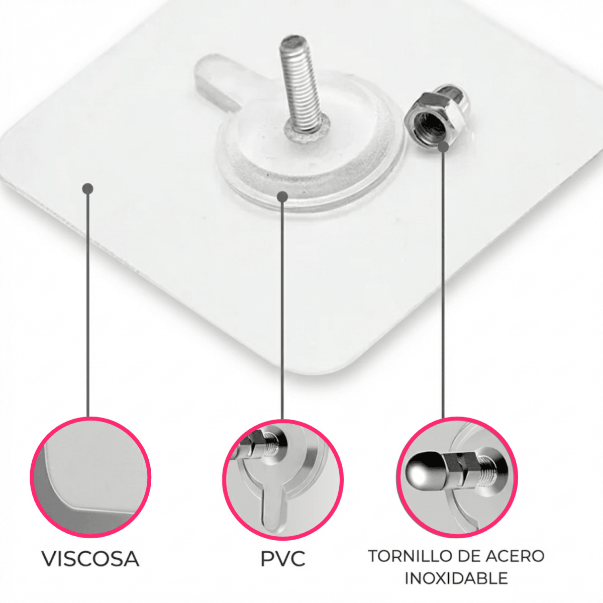 Pack x6 Adhesivos con Tornillo Sin Perforación Para Cocina Y Baño - Muy Moderna Uruguay